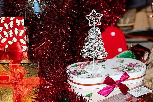 小银线圣诞节树圣诞节装饰饰品圣诞节树