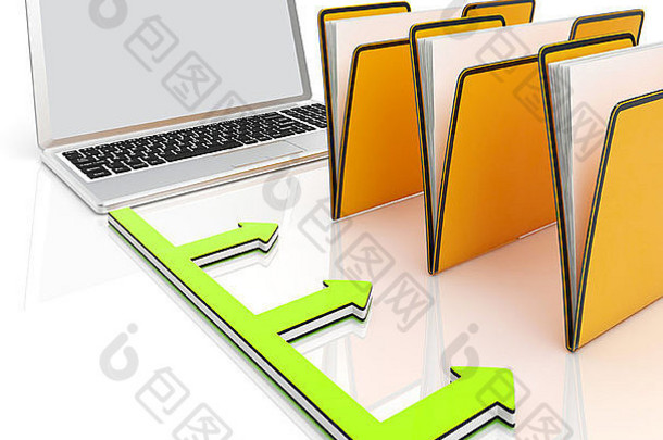 笔记本电脑和文件夹显示管理和组织