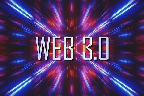 带有缩放模糊效果的Web 3.0标题图形插图，显示新技术的速度和潜力的提高