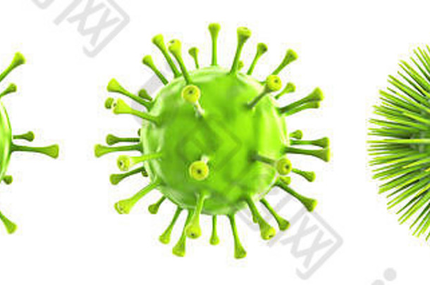 绿色病毒孤立的白色背景呈现