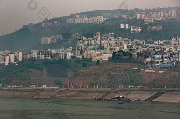巫山重庆中国喉咙长江河高住宅业务建筑集绿色山山坡上绿色