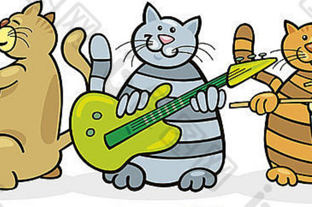猫乐队演奏音乐的插图
