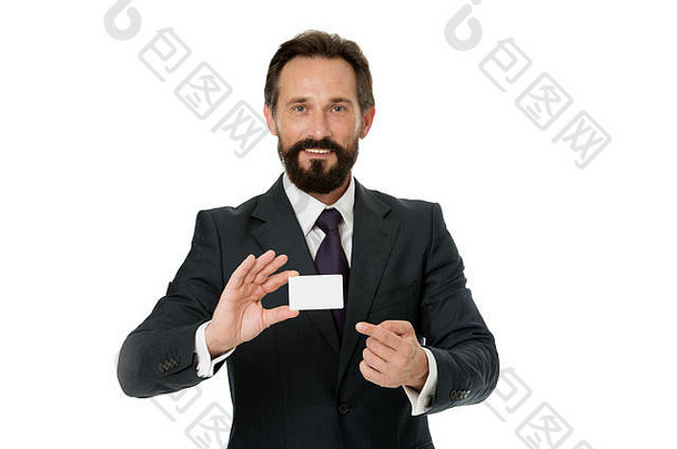 请随时与我联系。让我<strong>自我介绍</strong>一下。商人持有塑料空白联系卡。商人带着名片。独特的定制设计卡。打这个号码。联系合作。