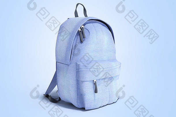 蓝色背包包学校3d渲染