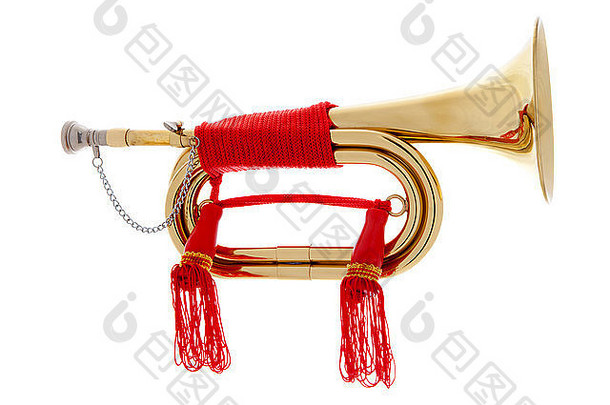 金角红色的绳子白色背景