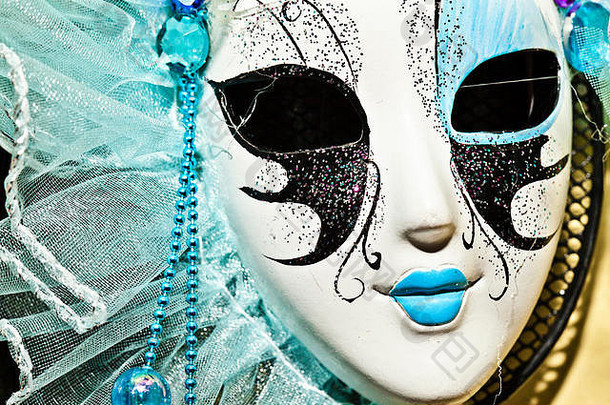 狂欢节威尼斯剧院服装色彩斑斓的面具神秘幻想穿对象