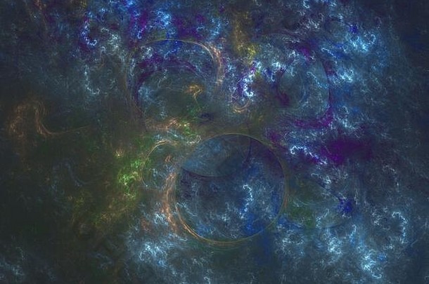 抽象的分形图看起来像星系。彩色迷幻背景