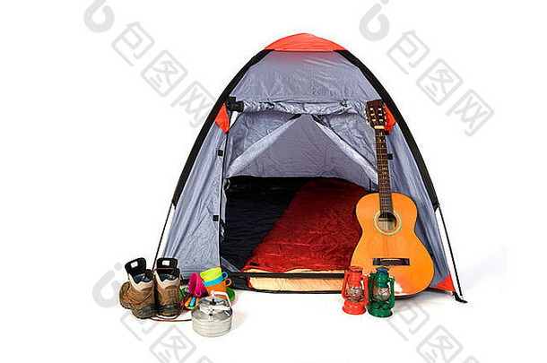 露营地带帐篷的休闲物品