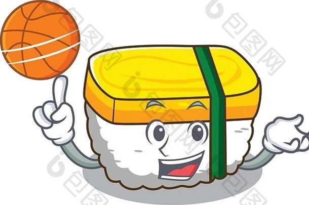 篮球tamago寿司孤立的吉祥物