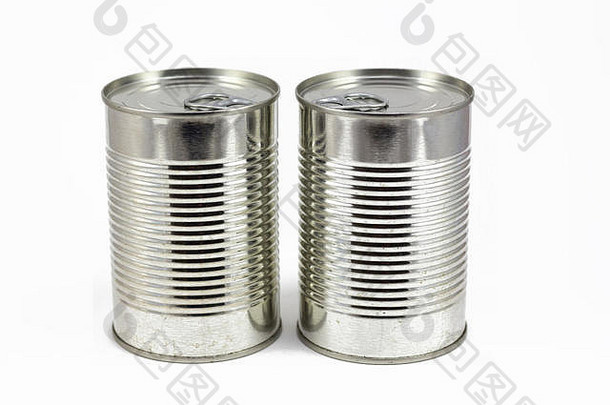 食品罐，白色背景中分离的金属锡