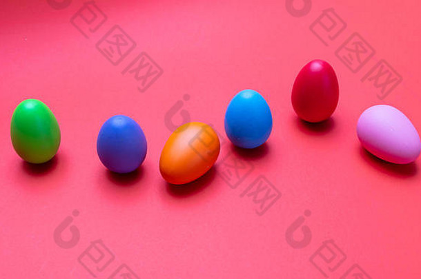 复活节鸡蛋柔和的颜色画橙色颜色背景