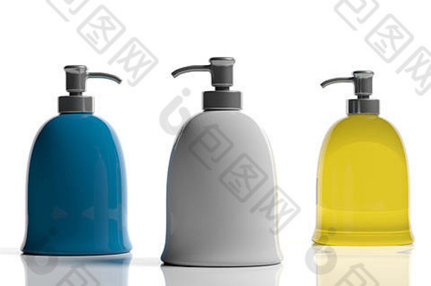 手肥皂液体分配器液体分配器孤立的白色背景插图
