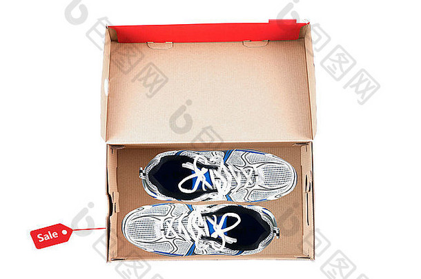 体育跑步者位于鞋盒子