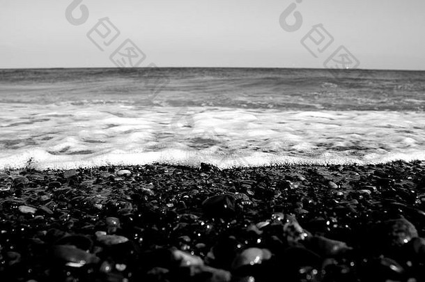 黑与白可爱的几何摘要喜怒无常的有创意的海洋海海滩海滨海滩海岸海岸