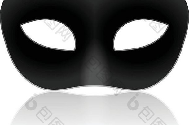 白色背景上的黑色狂欢节面具。