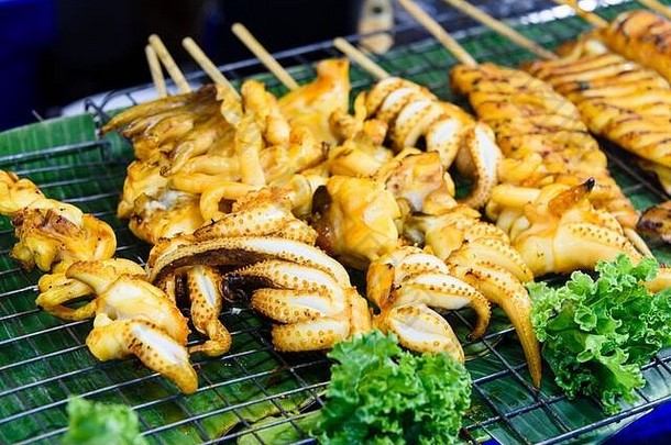 串港口鸡出售街食物摊位曼谷泰国