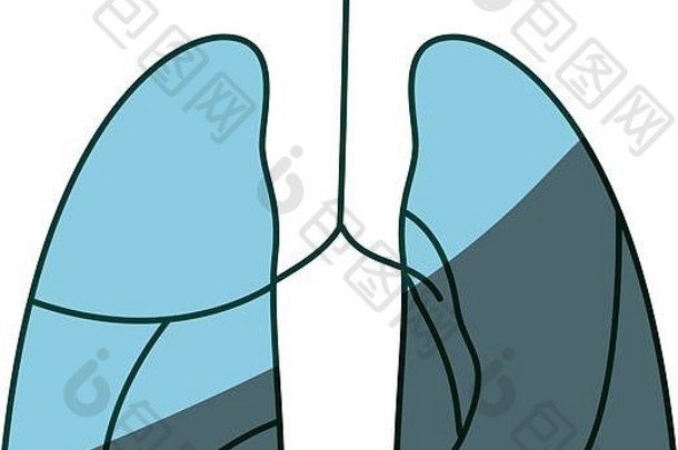 蓝色底纹手绘轮廓呼吸系统