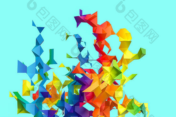 三角纸有创意的形状呈现电脑数字画