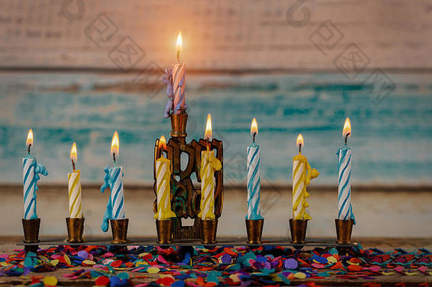 犹太人假期象征光明节犹太人节日灯