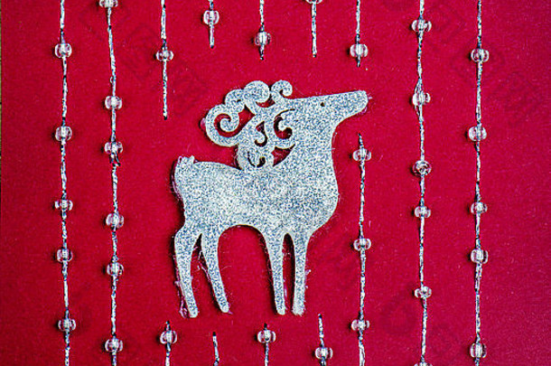 红底驯鹿圣诞装饰