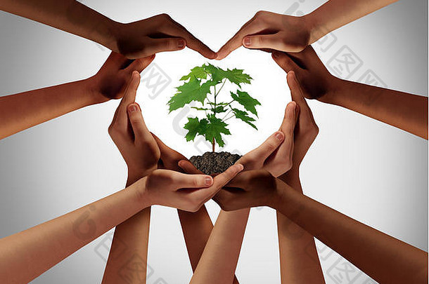 地球日地球一天集团多样化的人加入形式心手连接保护环境促进
