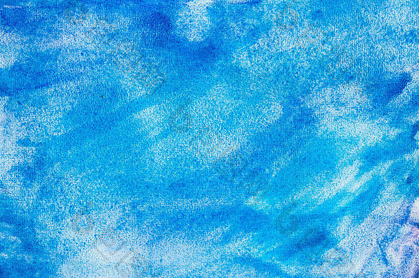 水彩蓝青色抽象背景。乱七八糟的笔触。用作背景或设计元素。