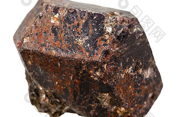 宏拍摄集合自然岩石电气石镁电气石矿物石头孤立的白色背景