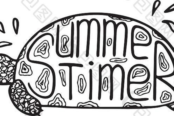 插图玉米粉圆饼独特的手绘刻字内部夏天时间