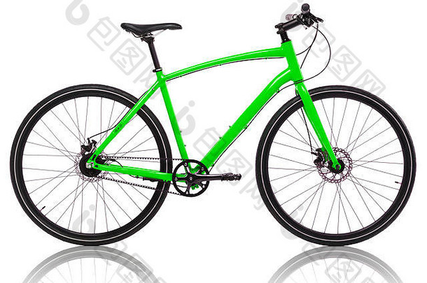 绿色自行车孤立的白色背景