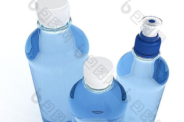 白色背景上隔离的瓶装水