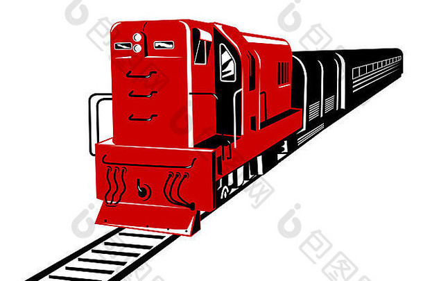 红色柴油火车