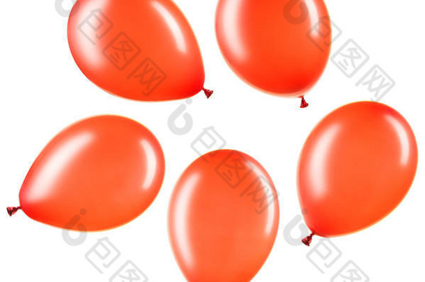 集红色的氦气球元素装饰