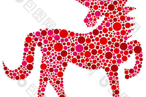 独角兽粉红色的波尔卡点孤立的白色背景插图