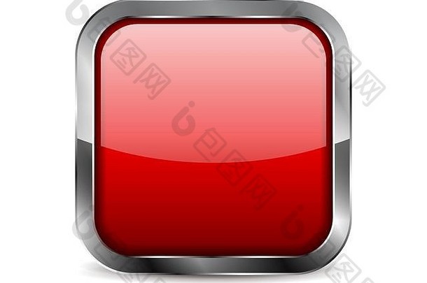 红色的玻璃按钮闪亮的广场图标