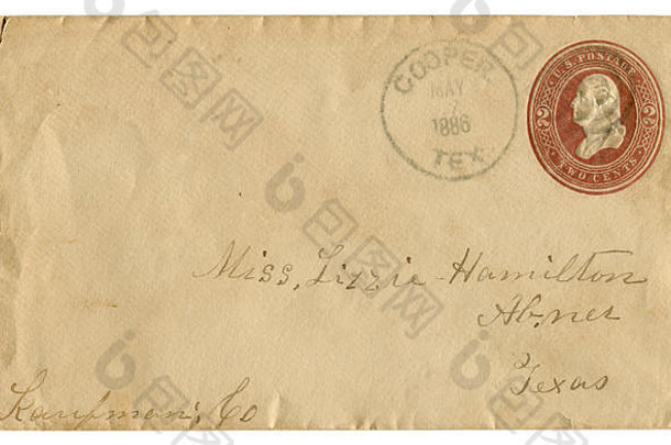历史信封封面棕色（的）压花压印邮票美分乔治华盛顿配置文件花俏的取消邮政取消