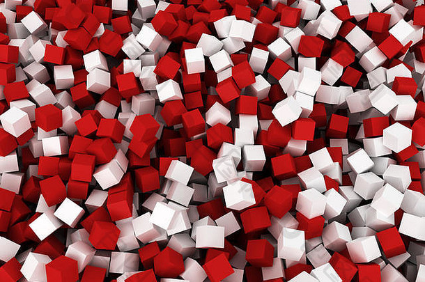 白色和红色3d立方体背景