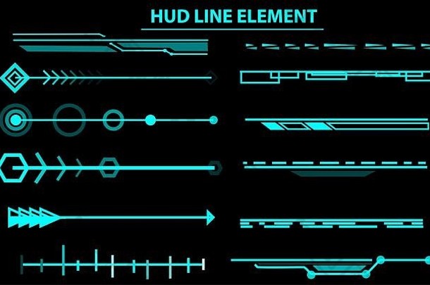 Hud线条元素，未来科幻现代用户界面，平视显示器