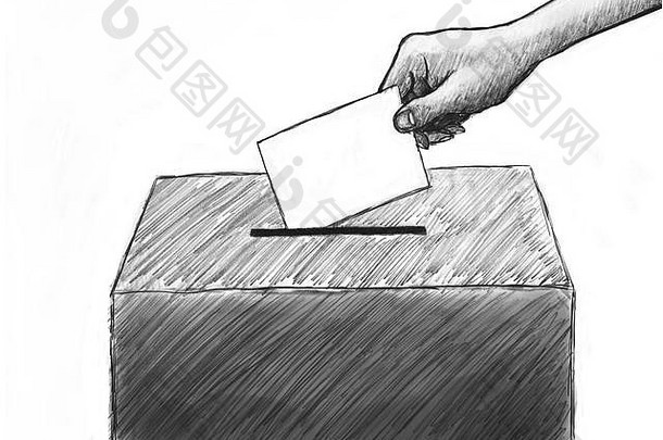 选票手绘插图。