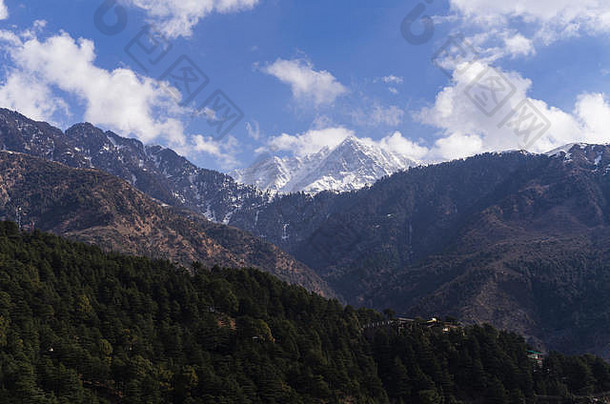 印度达兰萨拉美丽的自然风景图片。喜马拉雅山的户外环境很好。