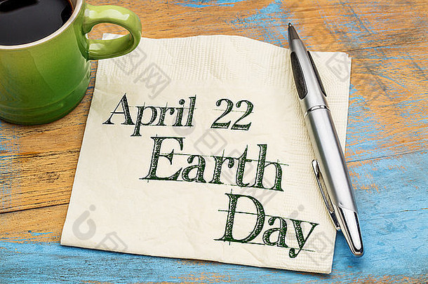 4月22日地球日提醒-在餐巾纸上用咖啡书写