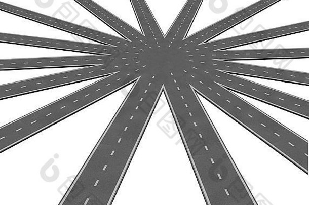 业务团队连接象征代表网络道路高速公路合并中心点显示团队合作常见的目标愿景清晰的路径统一策略