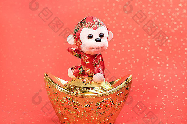 中国人月球一年饰品玩具猴子节日背景