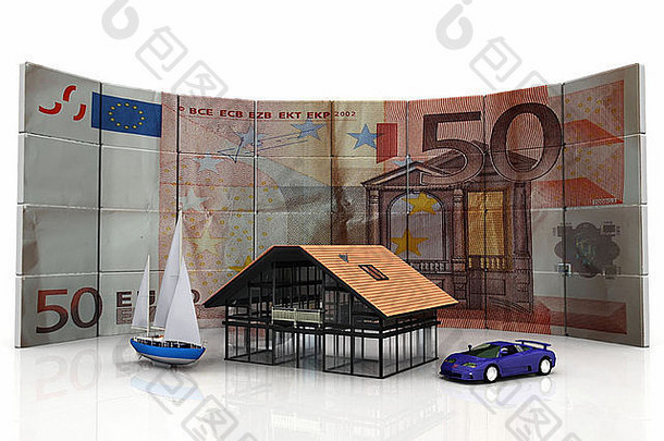 房子、汽车、船和欧元