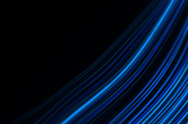 黑色背景上抽象的未来蓝色线条的插图