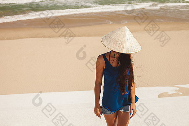 女孩热带地区越南他海滩前视图