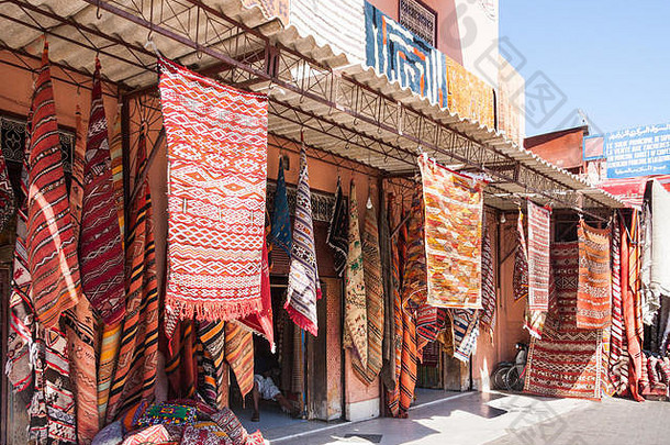 马拉喀什<strong>地毯</strong>店，马拉喀什，摩洛哥，北非