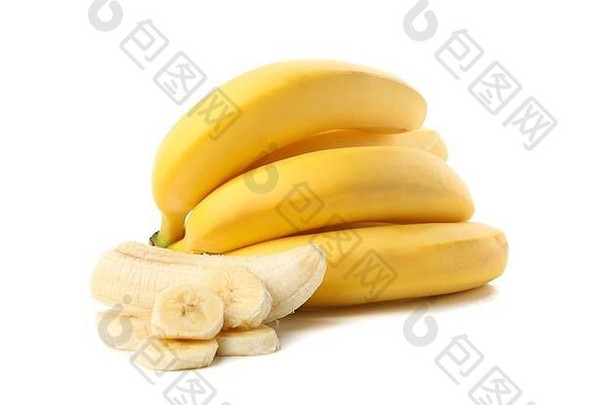 香蕉集群孤立的白色背景新鲜的水果