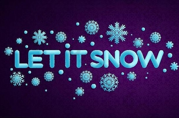 雪光蓝色的刻字皮毛俗丽的文本效果黑暗紫罗兰色的圣诞节背景设计