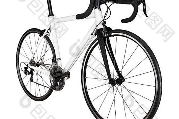 白色黑色的赛车<strong>体</strong>育运动路自行车自行车赛车手孤立的背景