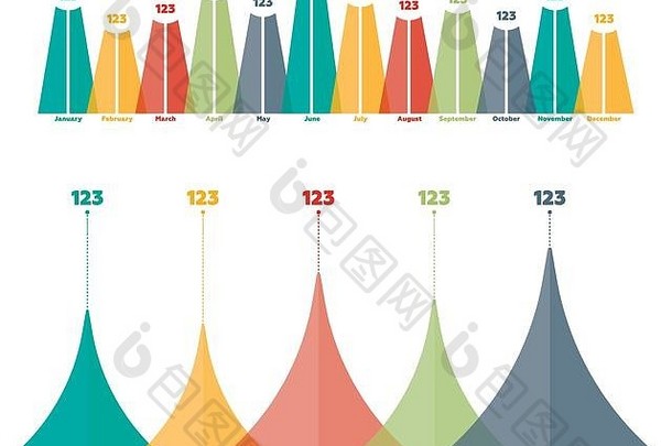 infographics元素三角形酒吧图表